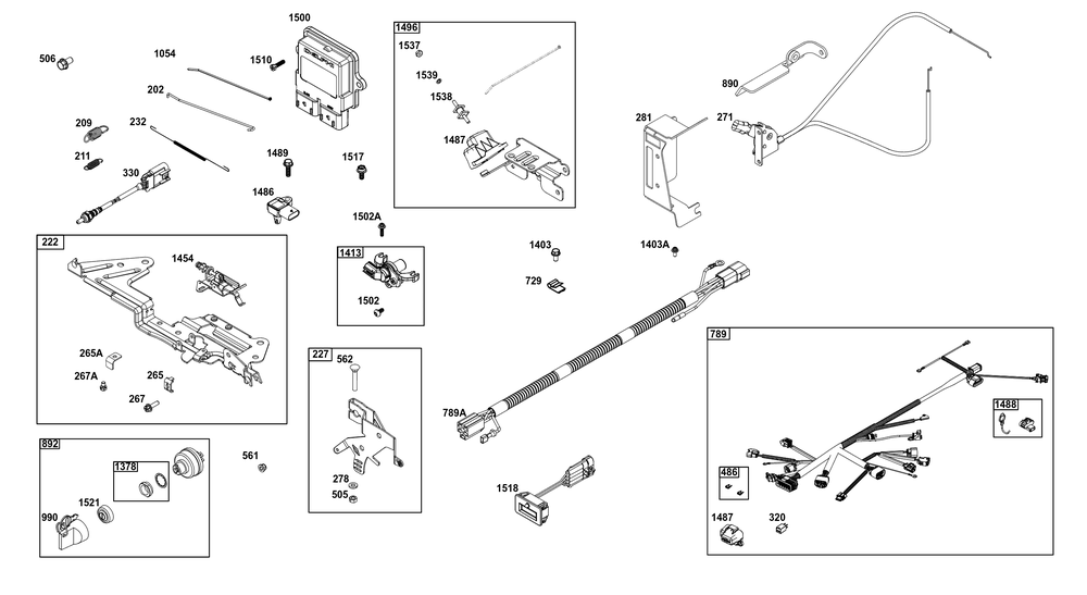 Controls Group Diagram and Parts List for 54E177-0109-J1 400000 - 699999 Briggs and Stratton Engine